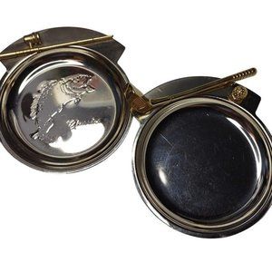 Lot 2 Vtg Metal catch all velvet bottom sports golf fishing fathers day gift